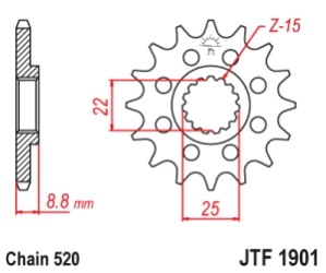 PI�ON JT KTM EXC 250/300 EXC 18/22 12D