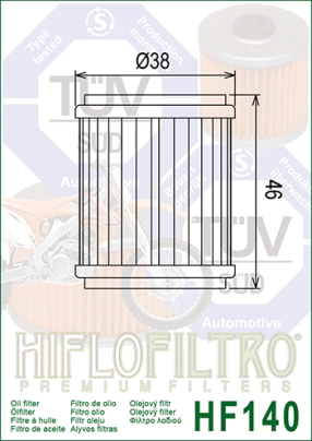 FILTRO ACEITE HIFLO YZF/WR 250/450R 08/23 YBR XTZ 250 09/23 HUSQ GAS 11/15