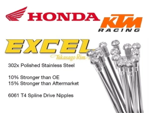 RAYOS NIPLES TAKASAGO EXCEL 21x1.60 CR CRF HONDA KTM FACTORY SX DEL 36u #9 (3.5mm) INOX