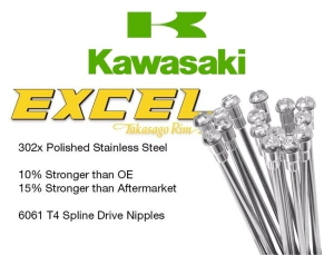 RAYOS NIPLES TAKASAGO EXCEL 19x1.85/2.15 KX RMZ 250 TRAS 9+27u (36) #8 (4mm) INOX