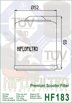 FILTRO ACEITE HIFLO PIAGGIO 125 SCOOTER VESPA 01/21