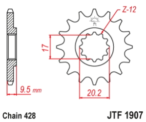 PI�ON JT KTM HUSQ SX/XC/TC 85/105 04/17 14D