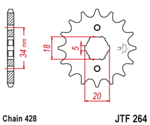 PI�ON JT HONDA/YAMAHA XLR 250 DT 125/200 16D