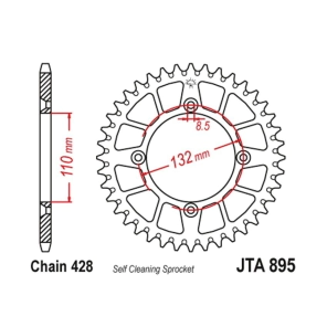 CORONA JT ALU KTM HUSQ 85 04/23 46D ALUMINIO NEGRA