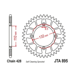 CORONA JT ALU KTM HUSQ 85 04/23 46D ALUMINIO NEGRA