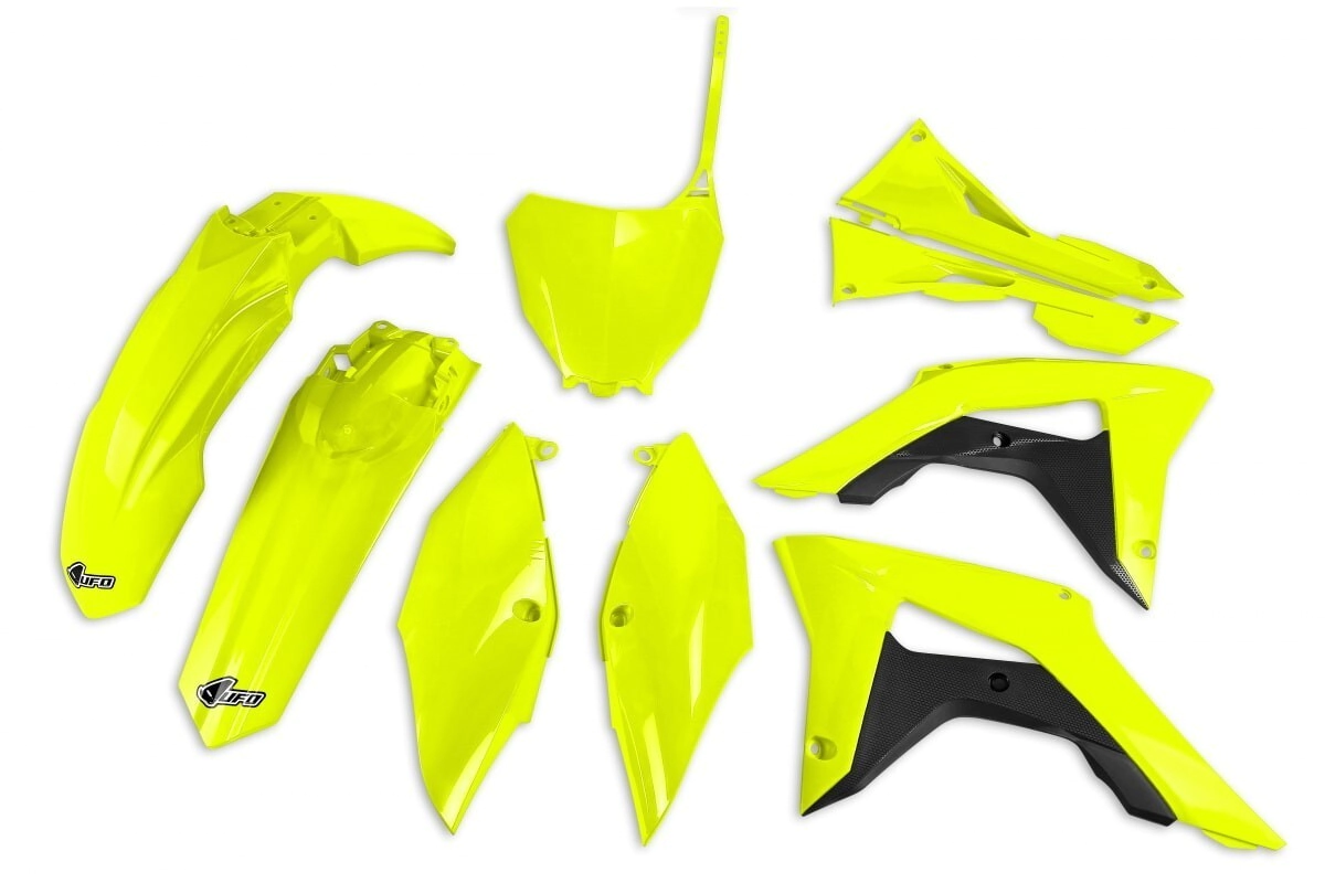 KIT PLASTICOS CRF 250R 18/21 450R 17/20 C/TAPA CAJA FILTRO UFO AMARILLO FLUO