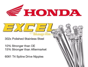 RAYOS NIPLES TAKASAGO EXCEL 18x1.85/2.15 CR CRF HONDA TRAS 16+16u (32) #8 (4mm) INOX