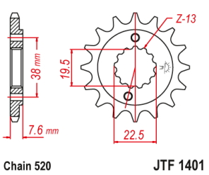 PI�ON JT KSF 400 03/06 LT-Z 400 LT-R 450 03/12 13D