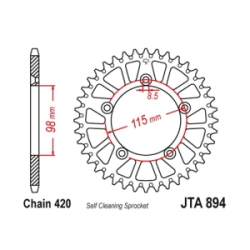 CORONA JT ALU KTM HUSQV 60/65 98-17 46D ALUMINIO