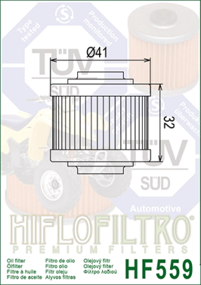 FILTRO ACEITE HIFLO BOMBARDIER 200 RALLY 03/07 CAN AM 990 GS SPYDER 08/12