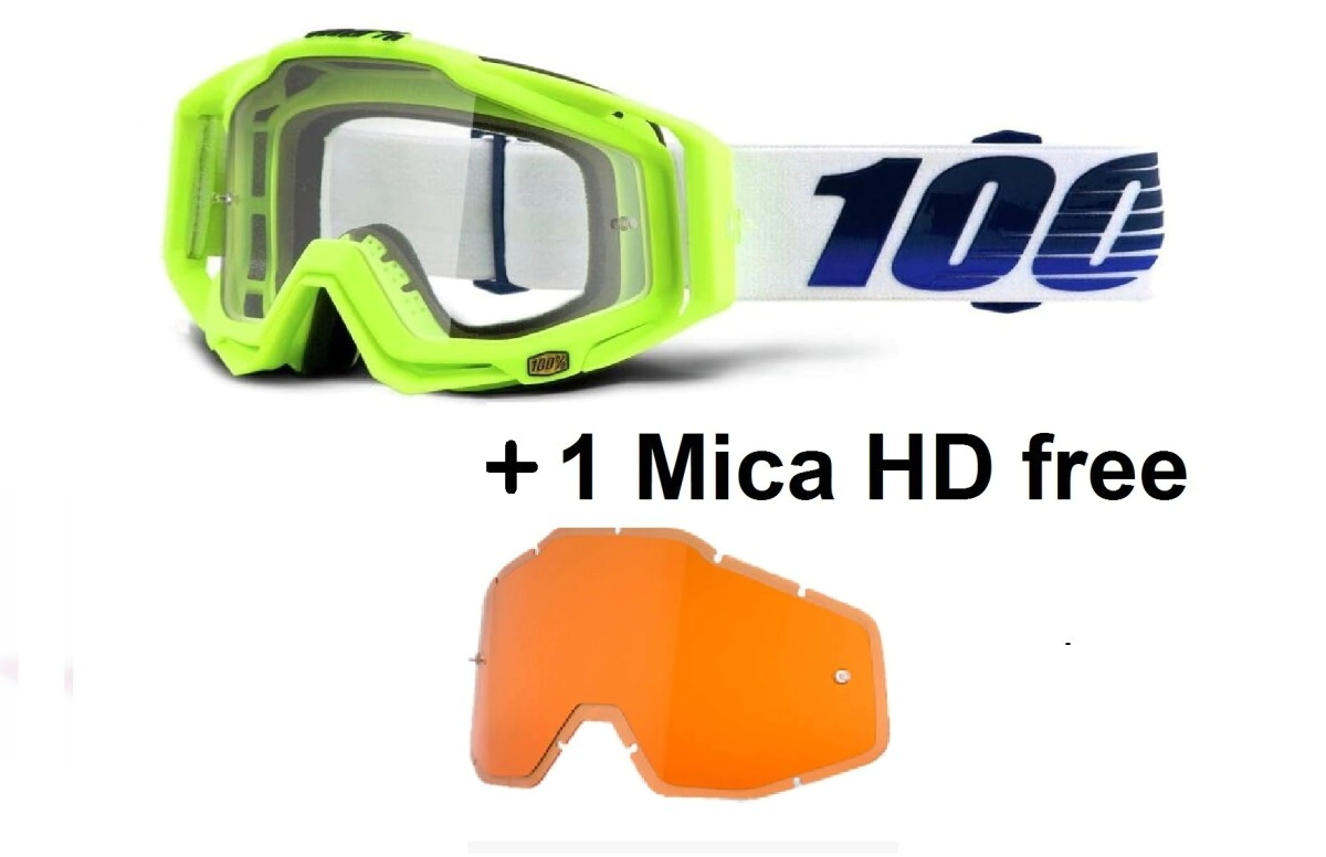 RACECRAFT Goggle GP21 Yellow Fluo Clear + 1 Mica HD Persimmon