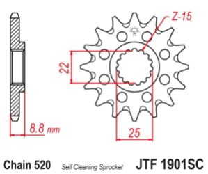 PI�ON JT KTM/HUSQVARNA EXC 250-530 00/14 15