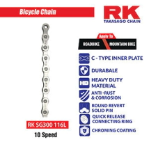 RK CADENA BICICLETA  10 VELOCIDADES SG300GBx116 Eslabones -Gold  (inner & outer)