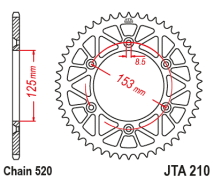 CORONA JT ALU CRF/XR 250/450 96/21 BETA 13/21 48D ALUMINIO ROJA