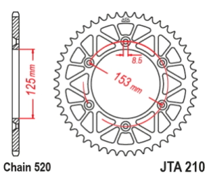 CORONA JT ALU CR/F 250 96/23 CRF 230/450 03/19 50D ALUMINIO NEGRA