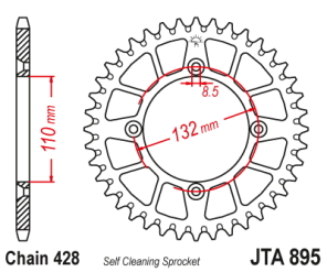 CORONA JT ALU MC/TC/SX 85 04/23 KTM HUSQ GAS GAS 49D ALUMINIO NARANJA