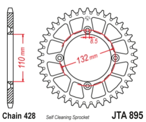 CORONA JT ALU MC/TC/SX 85 04/23 KTM HUSQ GAS GAS 49D ALUMINIO NARANJA