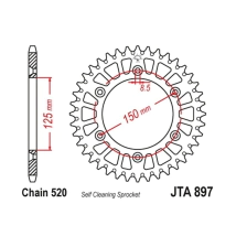 CORONA JT ALU KTM HUSQ GAS GAS SX/XC 15/23 51D ALUMINIO NEGRA