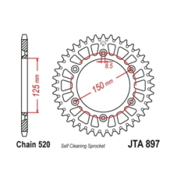 CORONA JT ALU KTM HUSQ GAS GAS SX/XC 15/23 51D ALUMINIO NARANJA