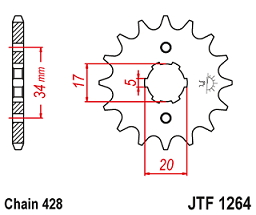 PI�ON JT HONDA XR 125 03/07 XR 150 17D