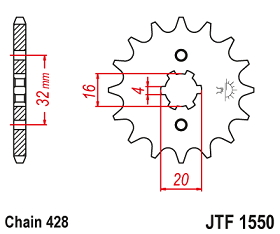 PI�ON JT FZ 16 YZF 125 R 15 BETA/HUSQ 125 14D