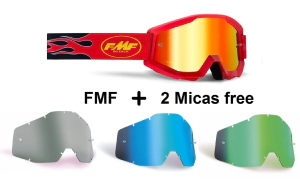 FMF POWERCORE YOUTH Goggle Flame Red + 2 Micas Free