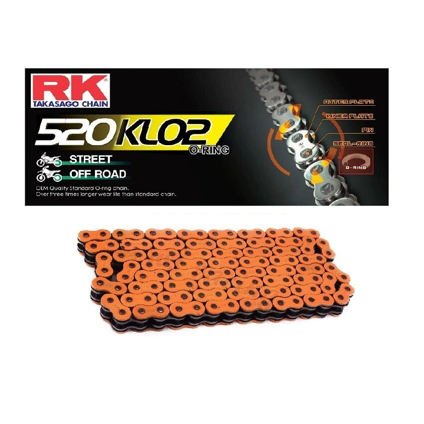 CADENA RK 520KLO2x118 ORING NEON NARANJA CLIP