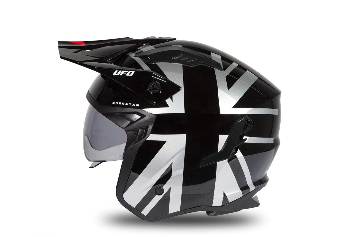 SHERATAN BANDERA NEGRO Y GRIS BRILLANTE UFO JET L