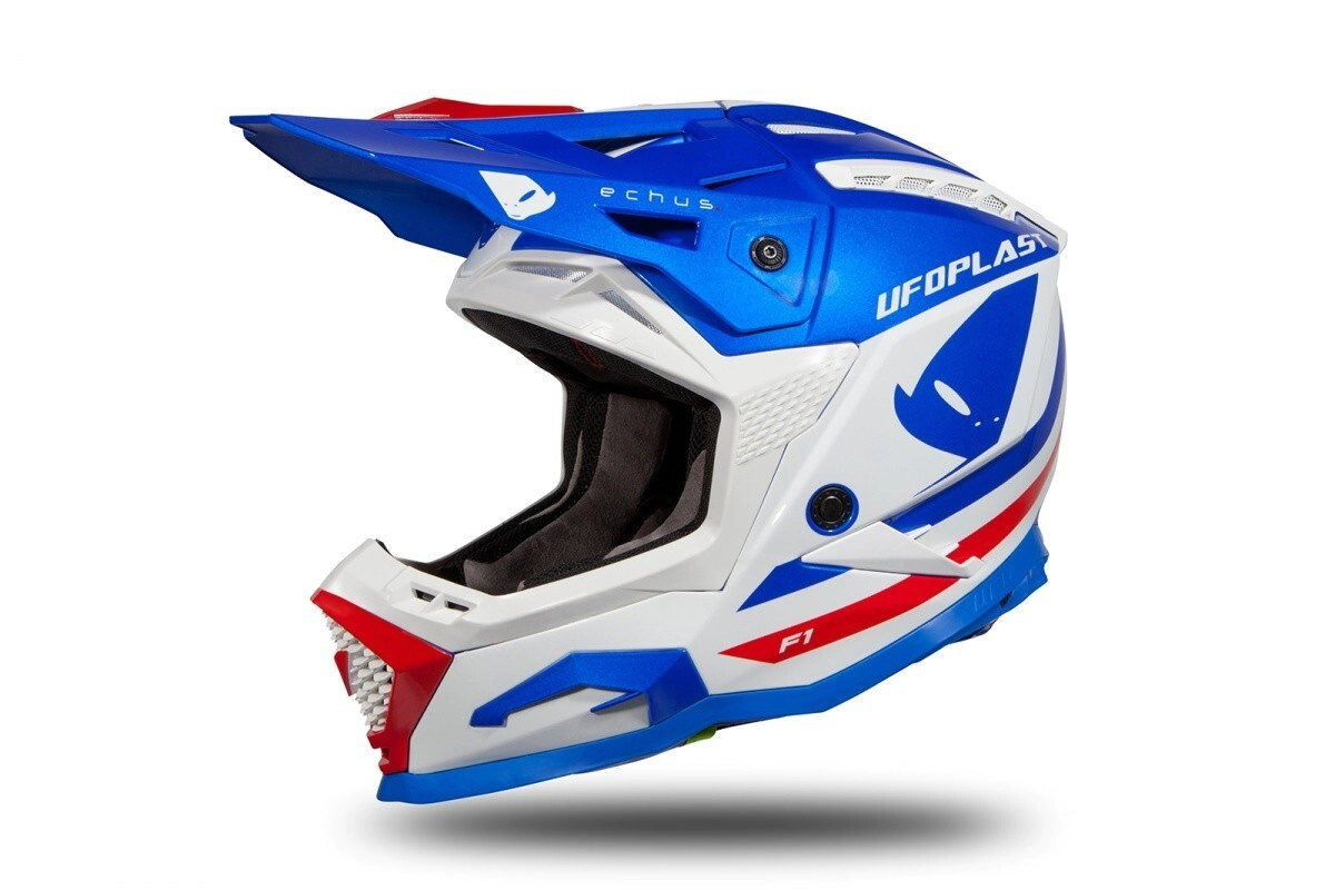 ECHUS AZUL, BLANCO Y ROJO BRILLANTE UFO MOTOCROSS XL