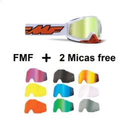 FMF POWERBOMB Goggle Rocket White Mirror True Gold + 2 Micas Surtida Free
