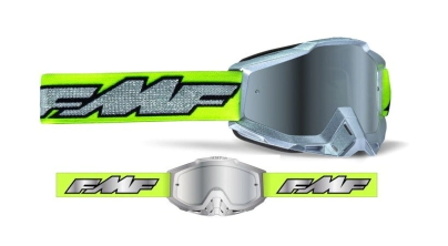 FMF POWERBOMB Goggle Rocket Silver Lime - Mirror Silver Lens - ACCURI