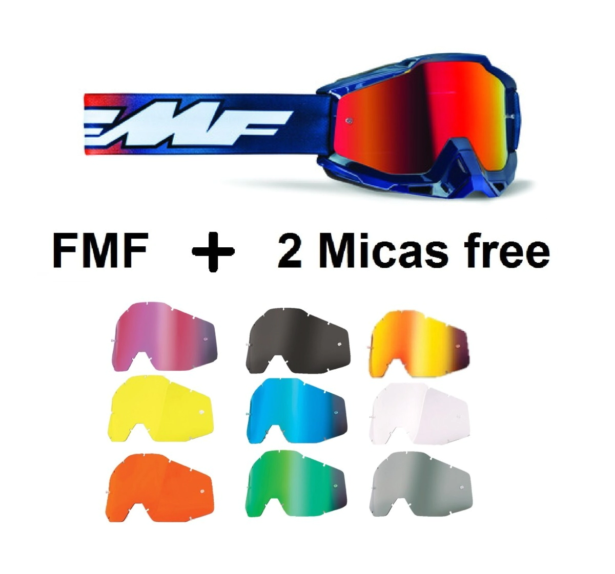FMF POWERBOMB LE Goggle Caselli Mirror Red + 2 Micas Surtida Free