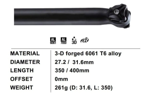 CA�O PORTA ASIENTO 27,2 400MM PRO TEAM - ALUMINIO BICICLETA