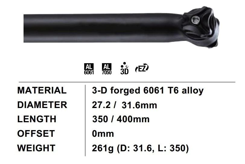 CA�O PORTA ASIENTO 31,6 350MM PRO TEAM - ALUMINIO BICICLETA