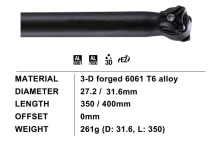 CA&Ntilde;O PORTA ASIENTO 31,6 350MM PRO TEAM - ALUMINIO BICICLETA