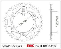 CORONA RK ALU KTM HUSQ EXC 125 A 525 91/23 48D ALUMINIO NEGRA AUTOLIMPIANTE