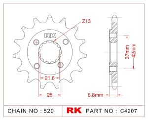 PI�ON RK TRX 400 XR 600 93/14 POLARIS 500 03/07 14D