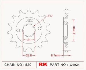 PI�ON RK CRM 250 XR/TRX 400 96/04 NX FALCON 14D