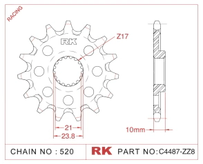 PION RK RMZ 450 13/22 13D AUTO LIMPIANTE ALIVIANADA