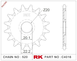 PI�ON RK YZ 125 WR/YZ 250 01/23 13D AUTOLIMPIANTE BLACK