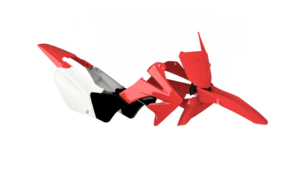 KIT PLASTICOS TORNADO SPORT ROJO/BLANCO C/ PORTA NUMERO AMX XR 250