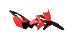 KIT PLASTICOS TORNADO SPORT NEGRO/ROJO C/ PORTA NUMERO AMX XR 250