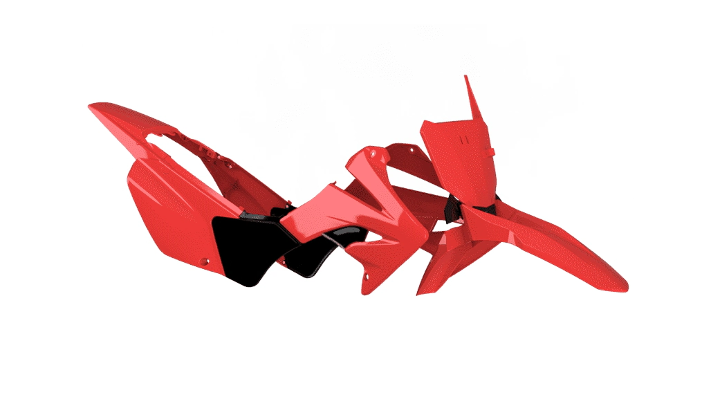 KIT PLASTICOS TORNADO SPORT 
ROJO C/ PORTA NUMERO AMX XR 250