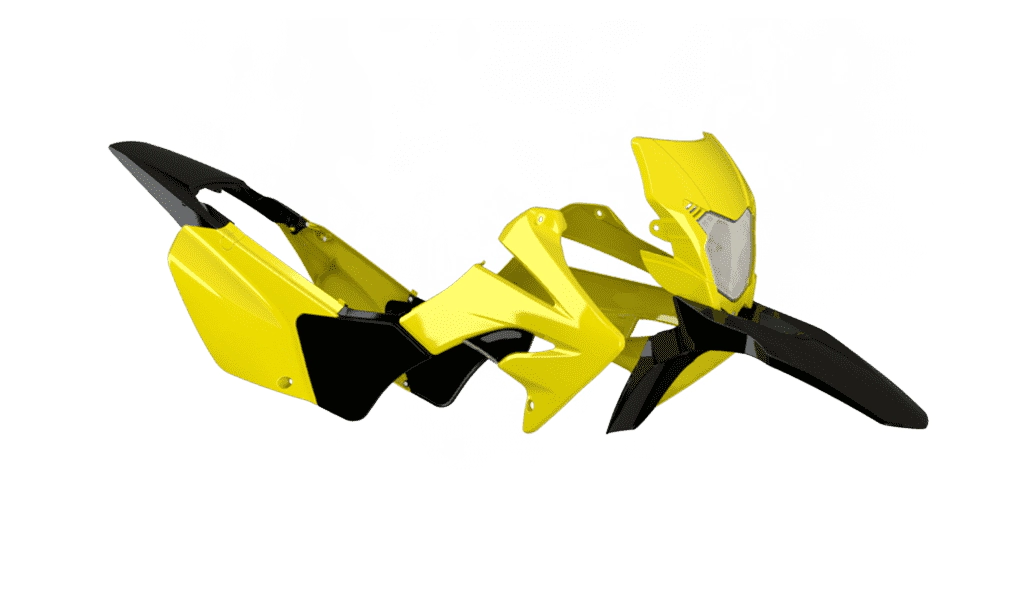 KIT PLASTICOS TORNADO AMARILLO/NEGRO C/ FARO
 AMX XR 250