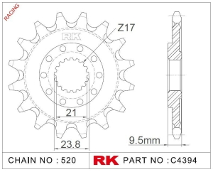 PI�ON RK TRX 450/700 04/09 CR/CRM 250/500 88/01 14D AUTOLIMPIANTE ALIVIANADA BLACK