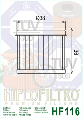 FILTRO ACEITE HIFLO CRF 150 A 450 07/25 TE/TX/TC 09/14 TRX 450 04/14