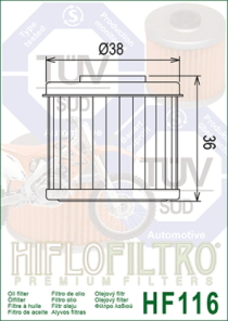 FILTRO ACEITE HIFLO CRF 150 A 450 07/25 TE/TX/TC 09/14 TRX 450 04/14