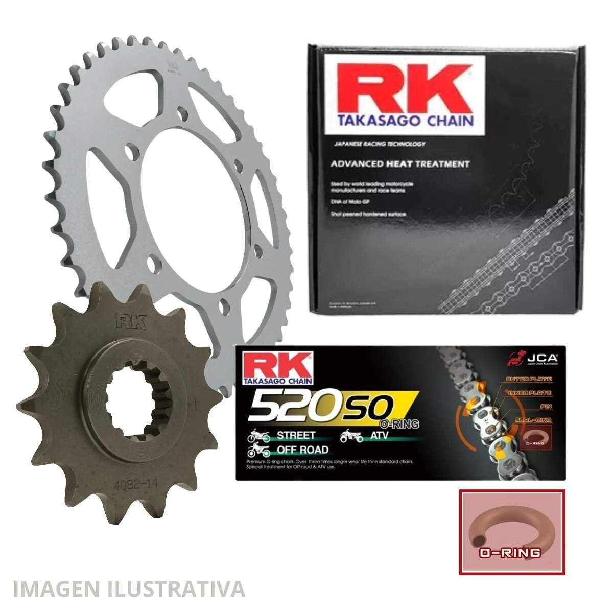 KIT TRANSMISION RK NINJA 400 18/23 - Z400 19/21 - 14/41/520SOx106 REMACHE
