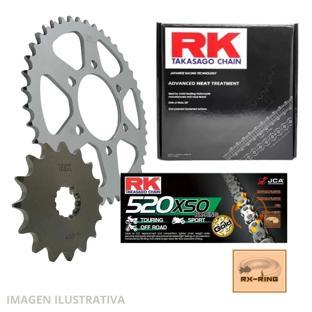 KIT TRANSMISION RK KLE 650 VERSYS/NINJA650/ER6N - 15/46/520XSOx114 REMACHE