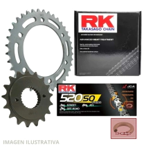 KIT TRANSMISION RK METEOR/HUNTER/CLASSIC/BULLET - 17/38/520SOx102 REMACHE